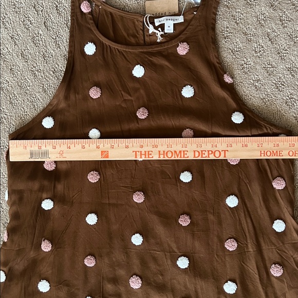NEW Blu Pepper Brown Pink 3D Polka Dot Women's Halter Tank Top - Picture 5 of 6